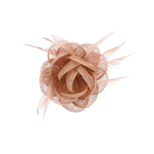 Nude pink rose net fascinator - rose,