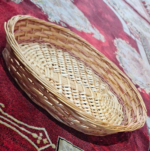 Oval woven wicker basket - woven,