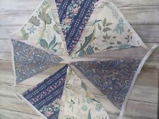 Used Vintage Fabric Bunting Garland Party Wedding 2.5m long Blue 