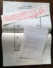 The Unique Paper Clock Kit, Including Instructions 1985