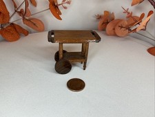 1:12 Scale Wooden Tea Trolley with Wheels – Dollhouse Serving Cart