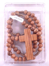 OLIVE WOOD ROSARY    Corded  Oval Beads    Italian Made