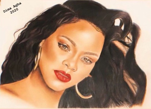Rihanna portrait painting - rihanna,