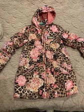 Pampolina Age 8 Girls Leopard Floral Coat Designer 7-8 Years