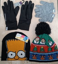 Used 4x Hats Gloves Next McKenzie Simpsons Santa Christmas Junior SET Bundle