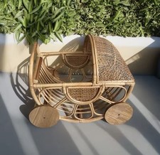 Natural wicker doll pram baby - natural,
