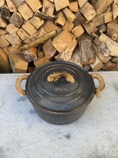 Vintage Godin Black Cast Iron Casserole Oven Dish Cooking Pot