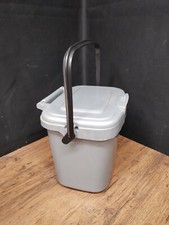 Silver 5L Kitchen Compost Caddy Food Recycling Waste Bin