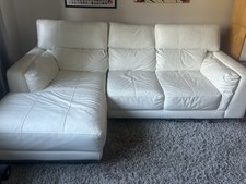 DFS White Leather Sofa Corner