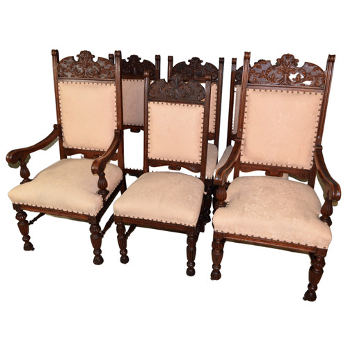 Antique oak dining chairs - dining, 6