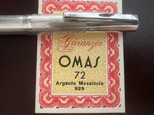 🔴 OMAS Fountain Pen 72 SOLID SILVER Guilloché Diamond Vintage NOS