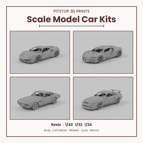 Printed scale model car - printed,