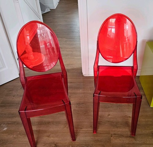 Pair red ghost - of, chairs