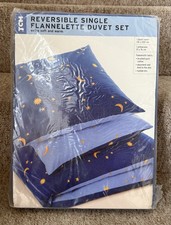 Vintage Celestial 90s Style Single Flannelette Duvet Set Stars and Moons