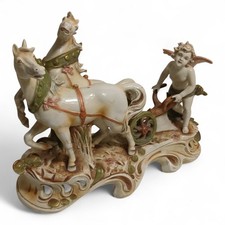 Vintage Cherub & Horse Chariot Porcelain Figurine – Hand Painted Ornament