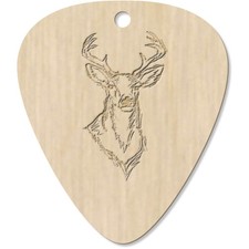 7 x 'Stag Head Sketch' Guitar Picks / Pendants (GP00005931)