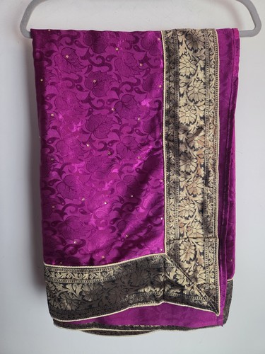 Purple satin indian sari saree - sari,