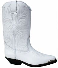 Ladies White Genuine Leather Cowboy Cowgirl Boots Western Line Dance Boots