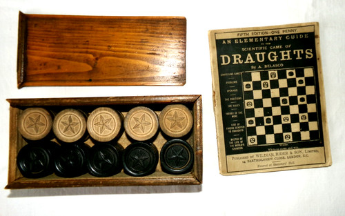 Vintage wooden draughts - vintage,