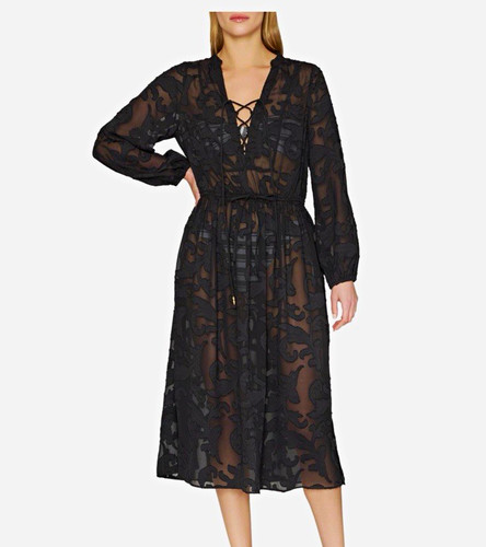 Milly black silk chiffon sheer - black,