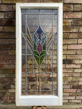 Antique Art Deco Large Stained Glass Window NO CRACKS