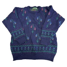 Vintage Tulchan Knit Jumper 90s Retro Funky Abstract Floral Wool Womens Large