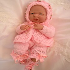 Dolls Knitting Pattern Matinee Coat Boots Bonnet 14 to 15 inch Premature Baby