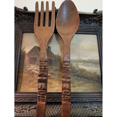 Vintage giant wooden - vintage, fork