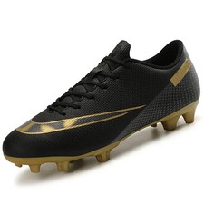 Mens New Football Boots Firm Ground Sports Black Gold Shoes RRP £40 UK Size 10.5