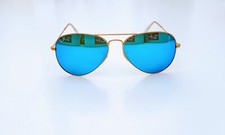 Ray-Ban Sunglasses Aviator Blue Mirror Gold RB3025 112/17 XXL 62mm £100 Off NEW