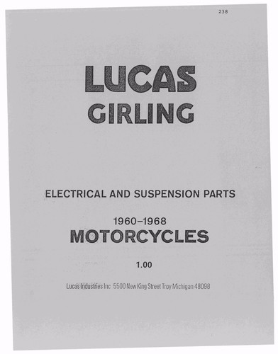 Lucas girling parts manual - lucas,