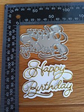 2 piece Happy Birthday sentiment & shadow words die set metal cutting die set UK