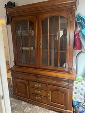 Vintage Oak Welsh dresser- good Condition Glass Doors Drawers Cupboards