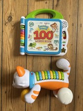 Leap Frog Educational Toys Bundle Pull along Cat and 100 words book