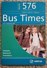 Arriva Bus Timetable 571,576 Shrewsbury & Oswestry September 2006