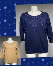 PLUS SIZES 22 24 26 28 AND 12 14Ex Bonmarche Ladies Stud Effect Fine Knit Jumper