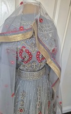 4 piece fabric Unstitched lengha lehenga jacket bridal walima indian Pakistani 