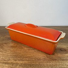 Le Creuset Pate Terrine Cast Iron Vtg Flame Orange Meat Loaf Pan Pot 28 with Lid