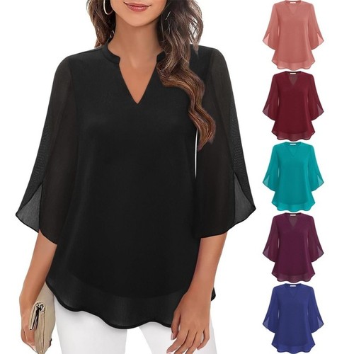 Women sleeve tops - v, neck