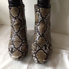 SNAKE SKIN FOX LEATHER  BOOTS SIZE UK 4/EU 37 Pre Owned