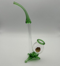 Vintage Bohemian Blown Art Glass Ornamental pipe with Original Label (2)