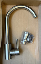 Tivoli Brushed Stainless Steel Kitchen Mixer Tap with Swivel Spout - Swan Neck