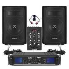 Vonyx SL8 Home DJ Setup with SPL700 Amplifier & STM500BT Mixer Package