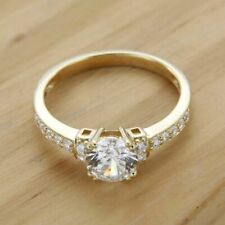 Engagement Solitaire Ring 2.10 Ct Round Cut Diamond 14k Yellow Gold Over Size P