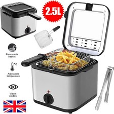 2.5Ltr Compact 900W Electric Stainless Steel Deep Fat Fryer Non-stick Chip Pan