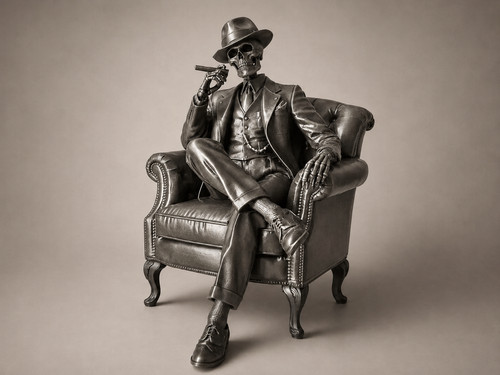 Gentleman skeleton statue - skeleton,