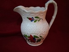 Antique Victorian Scottish Kirkcaldy / Welsh ? Pottery Painted Flowers Jug 18cm