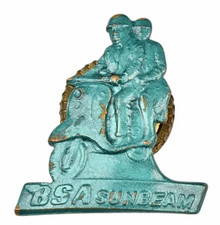 Vintage Old The BSA Sunbeam Motorbike Motorcycle Scooter Enamel Srewback Badge