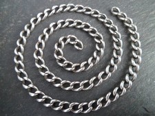 Long Antique Solid Silver Albert Pocket Watch Chain Worn Lion Stamps 35cm 13.6g