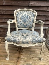 Beautiful Antique French Rococo Chair BLUE/CREAM